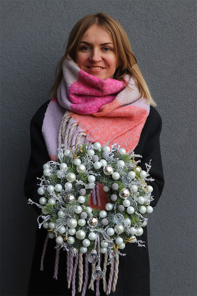 Mroźny Poranek, zjawiskowy bożonarodzeniowy wianek, śr.29cm