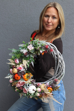 Letinata 2, asymetryczny wianek jesienny na drzwi, rozp.49cm 