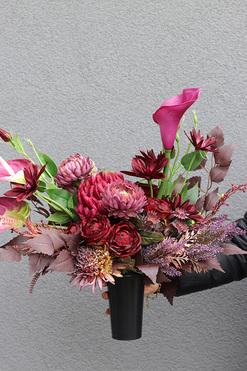 Bordo Cherry, bukiet nagrobny we wkładzie, dł.50cm 