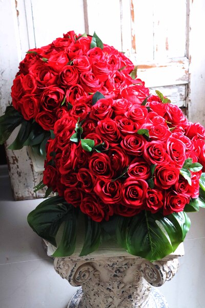 bogata dekoracja nagrobna, Czerwone Róże 2, wym.35x60cm  