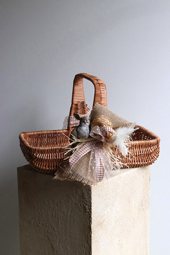 Boho Bunny, dekorowany koszyczek wielkanocny, wys.28cm 