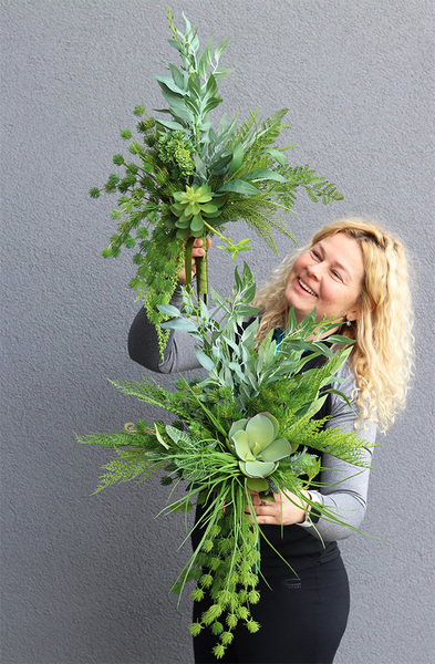 bukiet z sukulentem, Suculentani, dł.45cm + zwis