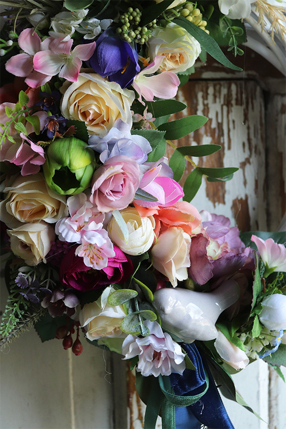 asymetryczny wianek z ptaszkiem, Helisti, śr.32cm  