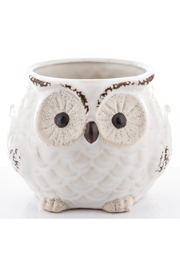 Cottage Owl, osłonka na kwiaty, biała