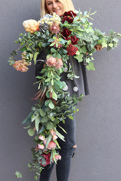 Jasmina, narożna girlanda ze sztucznych kwiatów, dł.120x85cm 