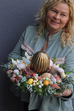 Pastelina Helitea Berrata, wielkanocny stroik na talerzu, wym.14x30cm  