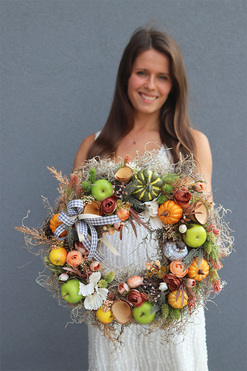 jesienny wianek Dynie w Ogrodzie, śr.33cm 