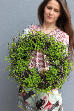 Omszałe Runo, dekoracyjny wianek z mchem, śr.36cm