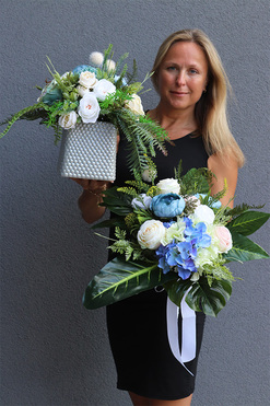 dekoracja nagrobna Blue Milenia Leosanno (bez bukietu), wym.38x42/56cm 