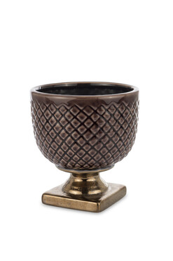 Portofino Brown A, osłonka / donica w kształcie pucharu, wys.16x15x15cm
