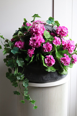 Pink Decore Volcan, różowe pelargonie w naczyniu, wys.43cm 