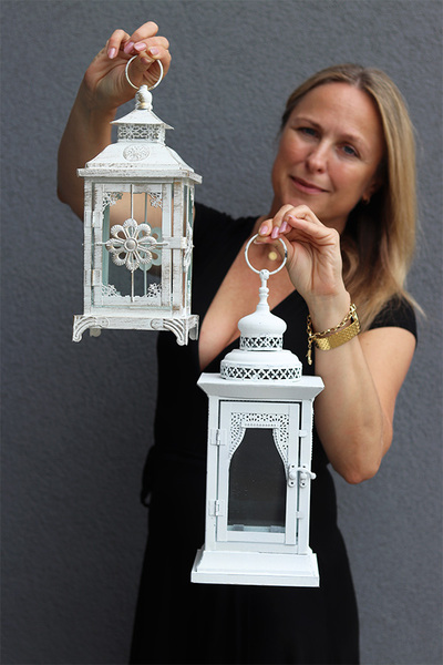 Biała Dama, latarnia / lampion, mały, 1 szt. wym.15x36cm