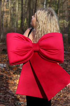 Velvet Papillon, duża welurowa kokarda pluszowa, czerwona, wym.50x60 cm