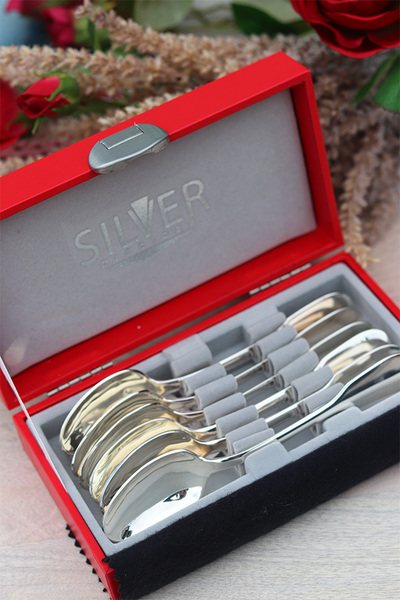 posrebrzane łyżeczki do herbaty Aplis, komplet 6szt. w ozdobnym pudełku