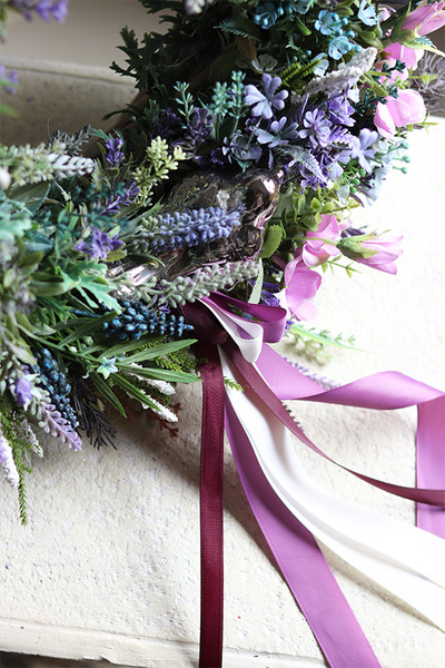 Viella, wianek z lawendą, szafirkami i ptaszkiem