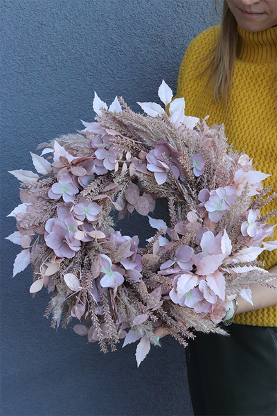 Beżowa Mgła, dekoracyjny wianek boho