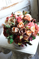 Kawowy, welurowy flowerbox, wym.29x24cm 