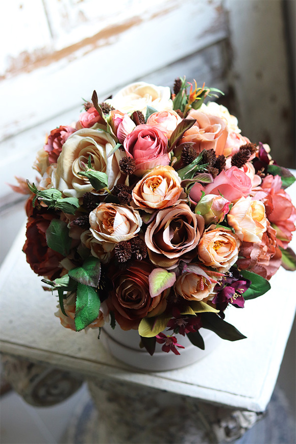 Kawowy, welurowy flowerbox, wym.29x24cm 