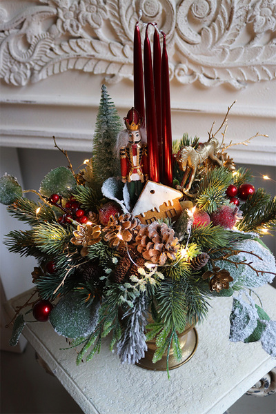 Goldina 2 LED, stroik świąteczny z dziadkiem