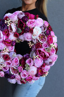 Różowa Bajka, bogaty wianek na drzwi