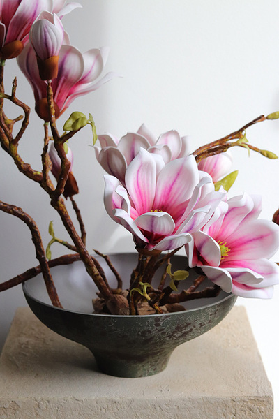 Magnolie Modern, kompozycja wiosenna w naczyniu