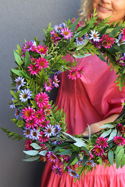 Kolorowe Margerytki, barwny wianek z margerytkami