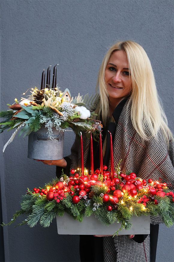 stroik świąteczny na stół Karminowy Exclusive 2