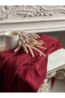 Knitted Vine, mięciutki koc / pled akrylowy, bordowy