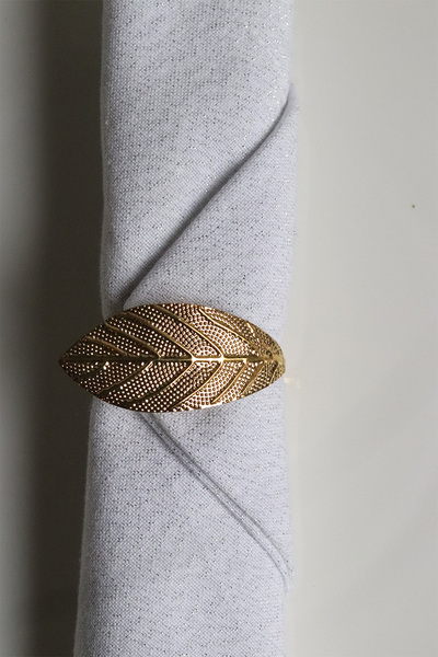 Leaf, obrączki na serwetki, liść, złote	