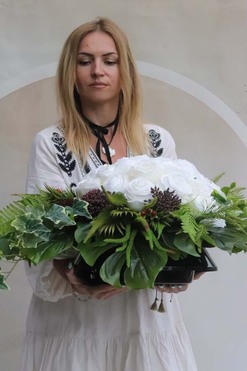 Culli Rose, zestaw dekoracji nagrobnych, kompozycja + bukiet