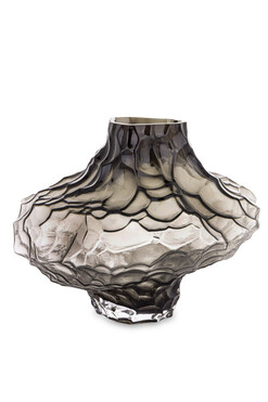 Bransfield, czarny szklany wazon B, wym.20x24x24cm