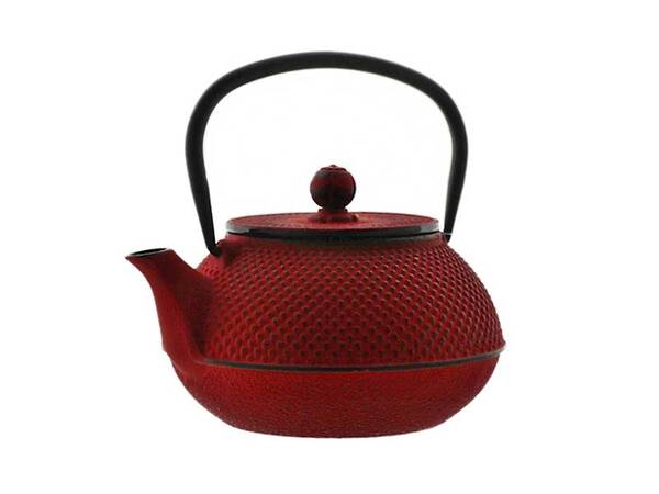 Awaji, żeliwny zestaw do herbaty, czerwony