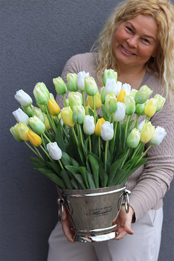 Cooler Silver Tulips, nowoczesna wiosenna dekoracja, wys.53cm 