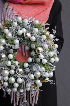 Mroźny Poranek, zjawiskowy bożonarodzeniowy wianek, śr.29cm