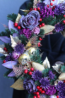 Fioletowa Zima, świąteczny wianek na drzwi, śr.46cm