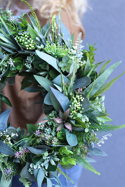 Boho Gretra, zielony wianek z eukaliptusem