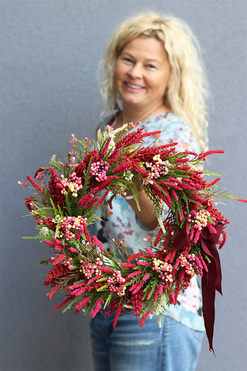 Dekoratornia, jesienny wianek z wiśniowymi wrzosami, śr.40cm 