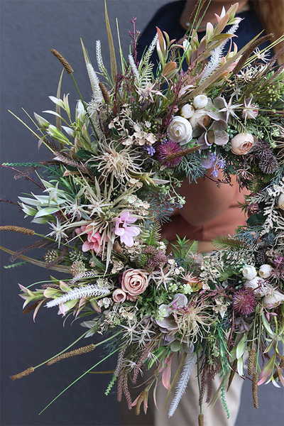 Boho Gerera, wianek dekoracyjny z suszem