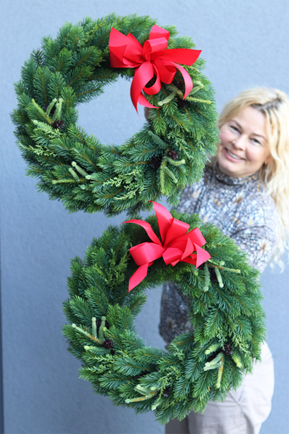 Natural Christmas, iglasty wianek z kokardą, śr.48cm   