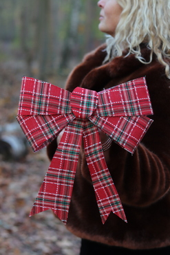 OD RĘKI Tartan, kraciasta kokarda zawieszka A, wym.35x30cm