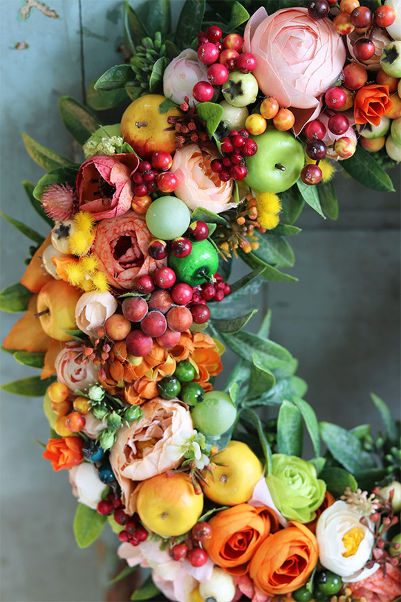 dekoracyjny pomarańczowy wianek, Energino Orange, śr.38cm