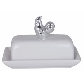 Easter Glamour, maselnica ceramiczna, srebrny kogut, wym.18.5x11.5x13cm