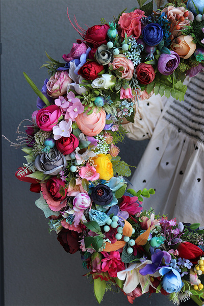 Summer, kolorowy wianek na drzwi, śr.56cm 