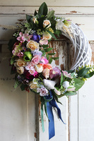 asymetryczny wianek z ptaszkiem, Helisti, śr.32cm  