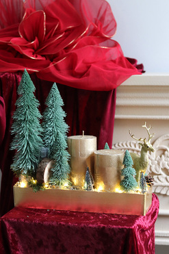 Złota Noc, świąteczny stroik na stół LED, wym.33x35cm