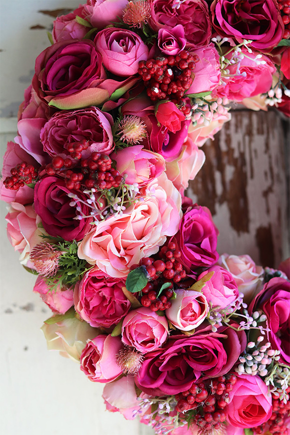 Terraso, fuksjowy wianek z kokardą, śr.39cm 