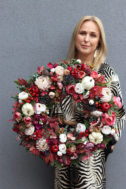 Merlot jesienny wianek z dyniami, śr.57cm