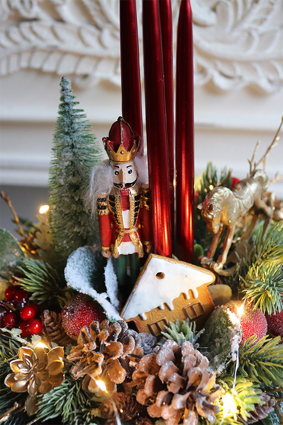 Goldina 2 LED, stroik świąteczny z dziadkiem