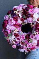 Różowa Bajka, bogaty wianek na drzwi