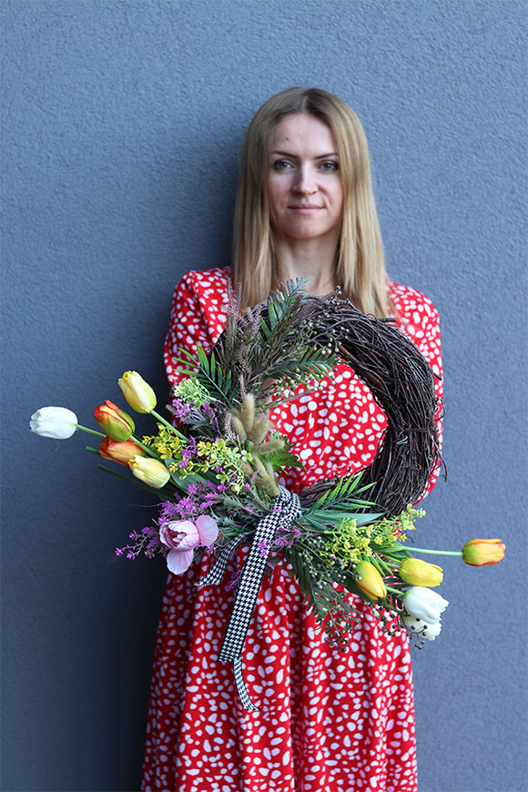 Tulipania Pepite, wiosenny wianek z tulipanami